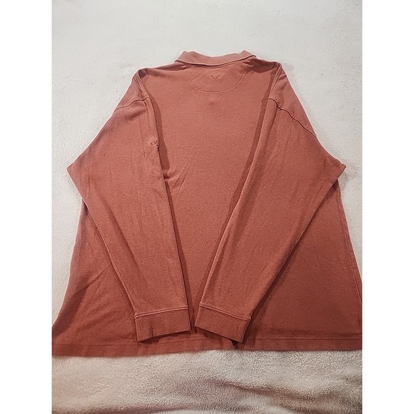 Men's Callaway 1/4‎ Button Collar Pullo Er Golf Sport Polo Long Sleeve Xl Orange - Picture 8 of 8